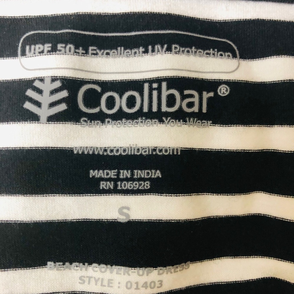Coolibar Hoodie Dress Womens S UPF Bamboo Black Stripe Nautical Beacht Cover Up - Picture 4 of 9